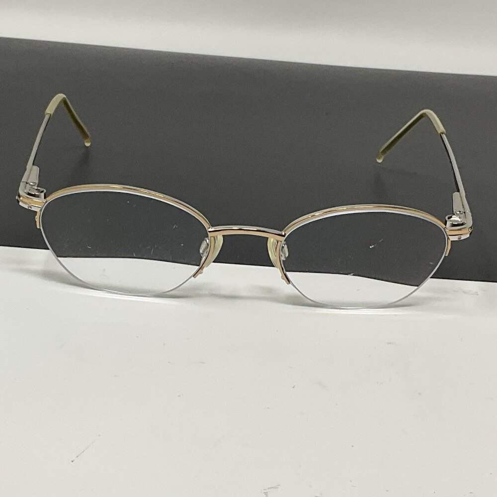 EASYCLIP Aspex Eyeglasses Frame 2445 48 [] 19-135 Silver Gold No Sunglasses Clip